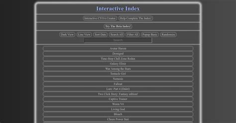 interactive index cyoa|Interactive Index: A List of CYOA Links.